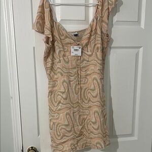 American Eagle Outfitters Gold Ruffled Bodycon Mini Dress